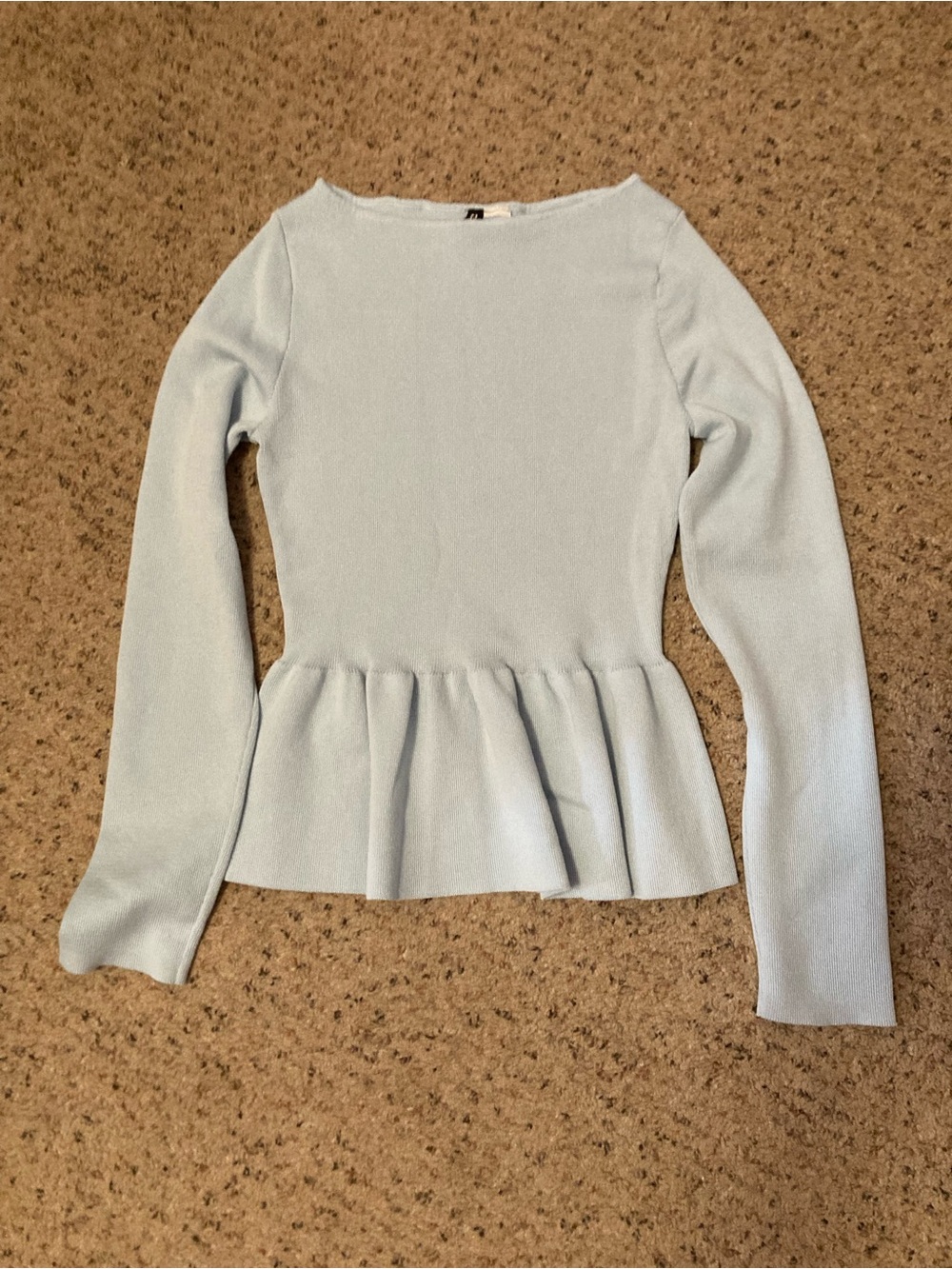 H&M Divided ice blue fine knit peplum sweater long sleeve pullover NWT